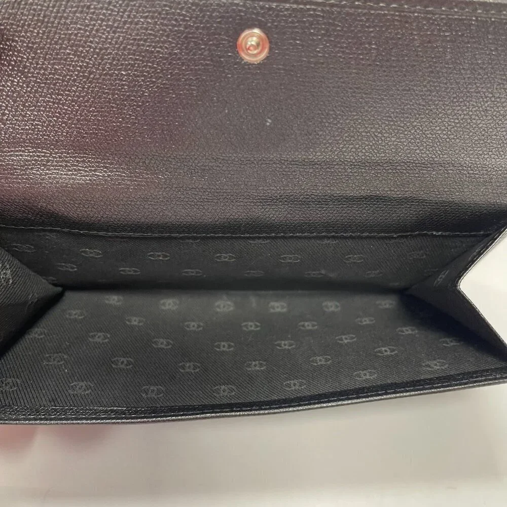 Chanel Series 10 Grained Calfskin CC Button Long Wallet - Black - Preowned